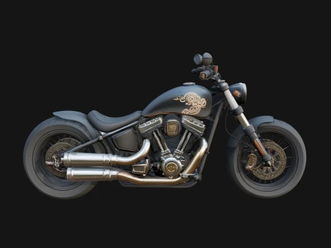 Cruiser Motorcycle Model Design 10 - 3D Print Model 3D Print Model