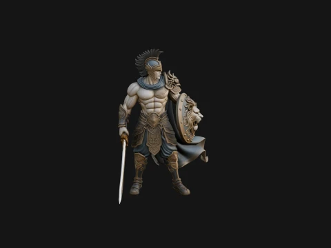 Greek Warrior God Statue Design 13 - 3D Print Model Modelo de Impressão 3D