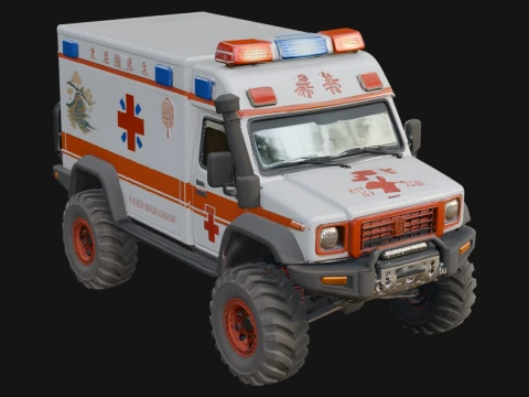 Ambulance Truck Model Design 6 - 3D Print Model 3Dプリントモデル