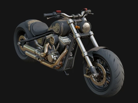 Chopper Motorcycle Model Design 7 - 3D Print Model 3D Print Model