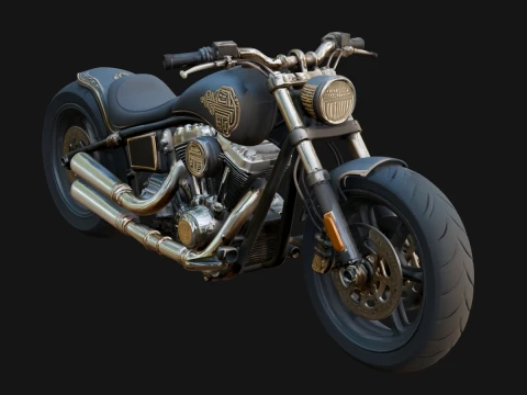 Cruiser Motorcycle Model Design 12 - 3D Print Model 3D Print Model