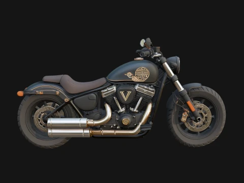 Cruiser Motorcycle Model Design 14 - 3D Print Model 3Dプリントモデル