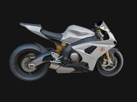 Sport Motorcycle Model Design 8 - 3D Print Model Modèles 3D en vedette