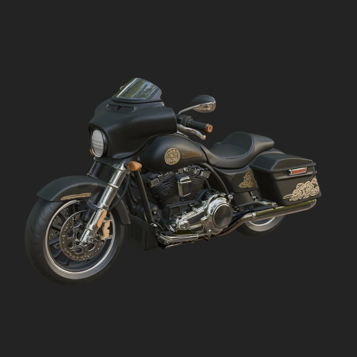 Cruiser Motorcycle Model Design 15 - 3D Print Model 3D Print Model .c4d .max .obj .3ds .fbx .stl .blend