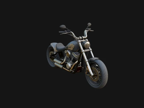 Chopper Motorcycle Model Design 8 - 3D Print Model 3D Print Model