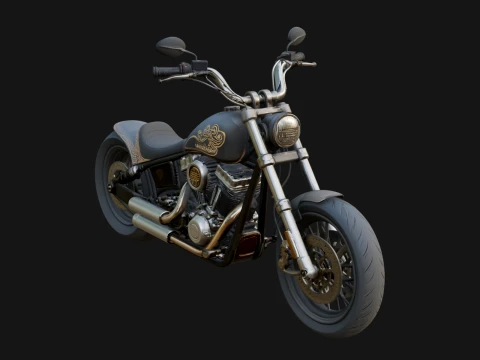 Chopper Motorcycle Model Design 8 - 3D Print Model 3D Принт Модель