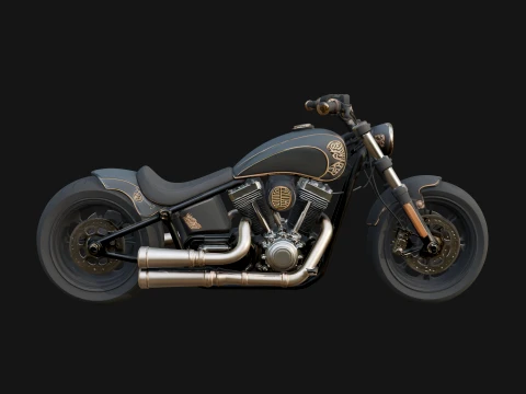 Chopper Motorcycle Model Design 9 - 3D Print Model 3D Print Model