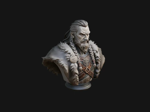 Viking Warrior Bust Statue Design 6 - 3D Print Model 3D Druckmodell