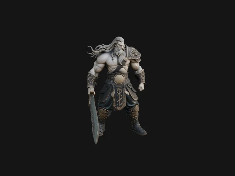 Bearded Warrior God Statue Design 6 - 3D Print Model 3D Print Model
