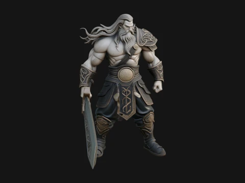 Bearded Warrior God Statue Design 6 - 3D Print Model 3D Druckmodell