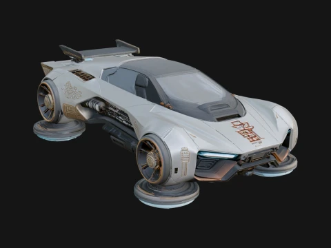 Hover Sports Car Model Design 1 - 3D Print Model Modelo de Impressão 3D