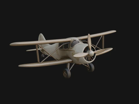 Vintage Biplane Model Design 2 - 3D Print Model 3D Druckmodell