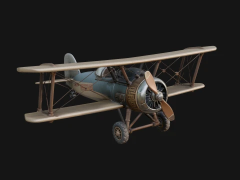 Vintage Biplane Model Design 3 - 3D Print Model 3D Druckmodell