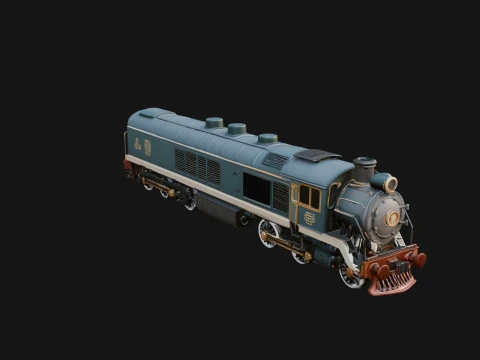 Steam Locomotive Model Design 2 - 3D Print Model Modèles 3D en vedette