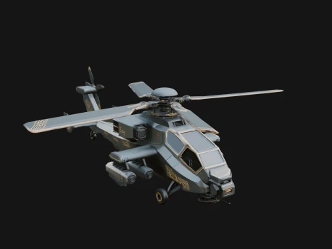 Attack Helicopter Model Design 2 - 3D Print Model 3D Print Model