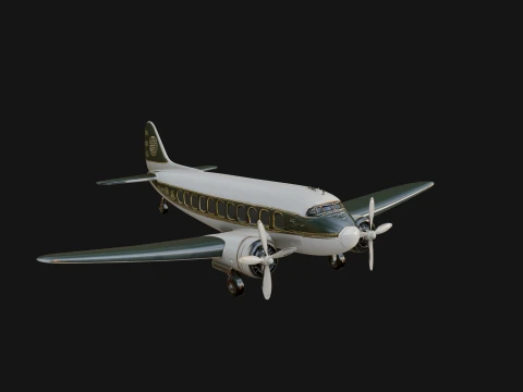 Vintage Airliner Plane Model Design 1 - 3D Print Model Modelo de Impressão 3D