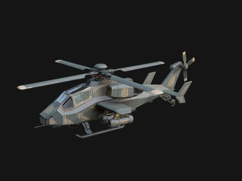 Attack Helicopter Model Design 3 - 3D Print Model 3D Print Model