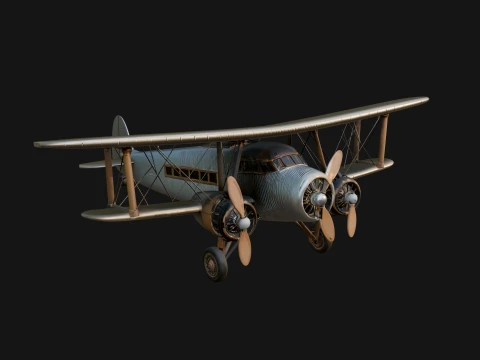 Vintage Biplane Model Design 4 - 3D Print Model 3D Druckmodell
