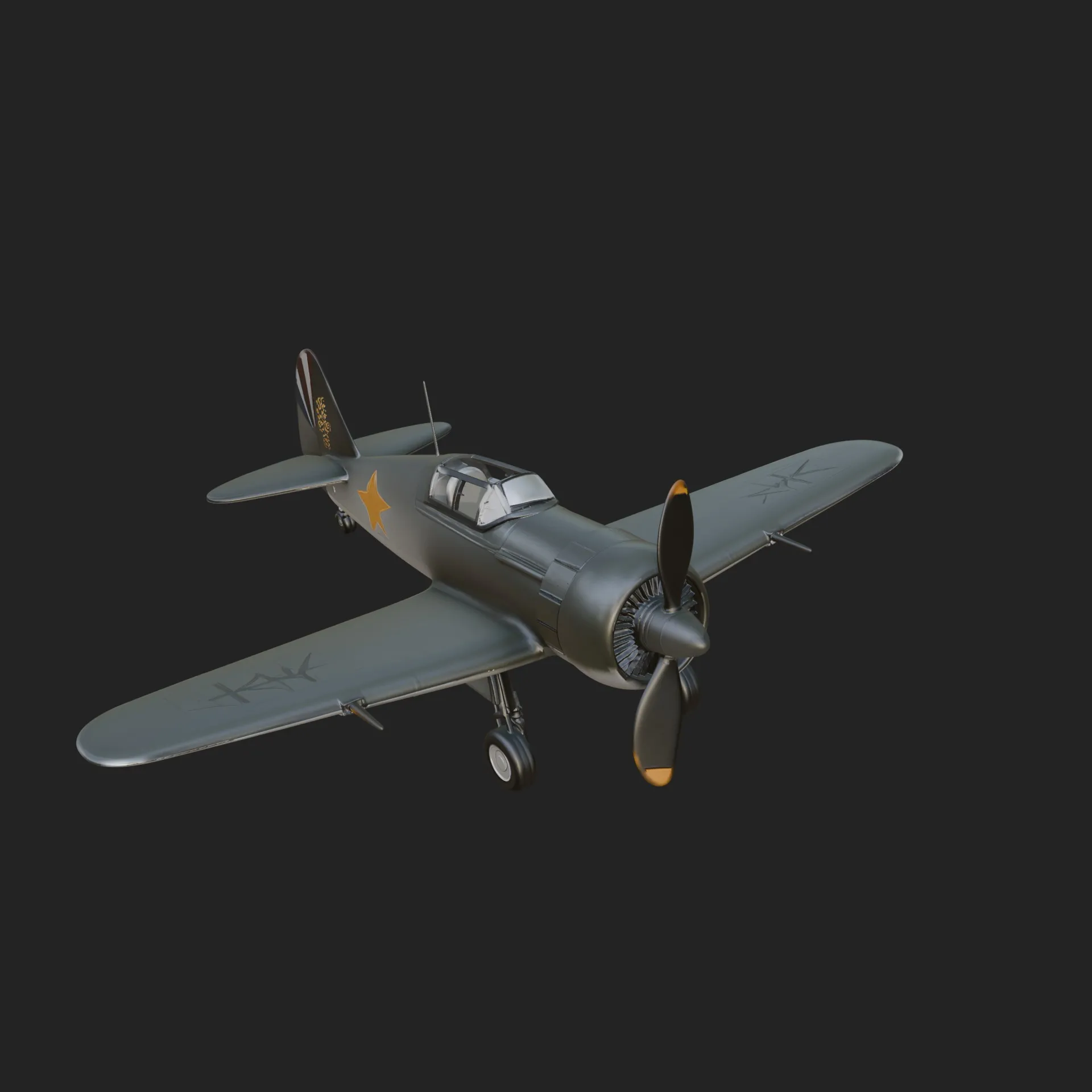 Vintage Fighter Plane Model Design 3 - 3D Print Model 3D Print Model .c4d .max .obj .3ds .fbx .stl .blend 