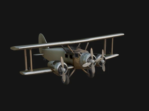 Vintage Biplane Model Design 5 - 3D Print Model 3D Druckmodell