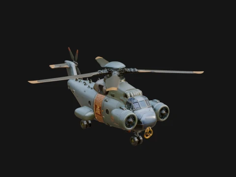 Military Helicopter Model Design 2 - 3D Print Model 3D printmodel