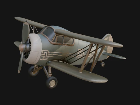 Vintage Biplane Model Design 6 - 3D Print Model 3D Druckmodell
