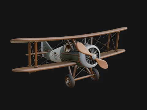 Vintage Biplane Model Design 8 - 3D Print Model 3D printmodel