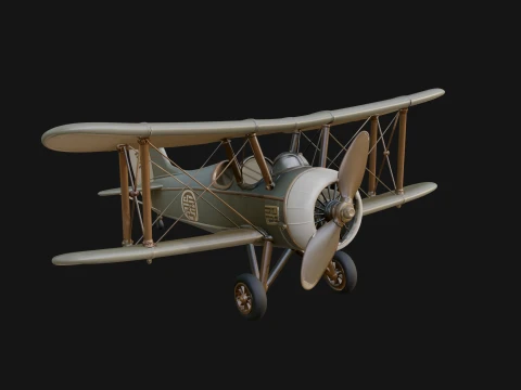 Vintage Biplane Model Design 9 - 3D Print Model 3D Druckmodell