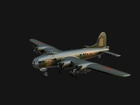 Vintage Bomber Plane Model Design 6 - 3D Print Model 3D Baskı Modeli