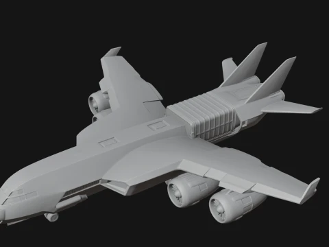 Sci Fi Transport Plane Model Design 1 - 3D Print Model 3D Print Model