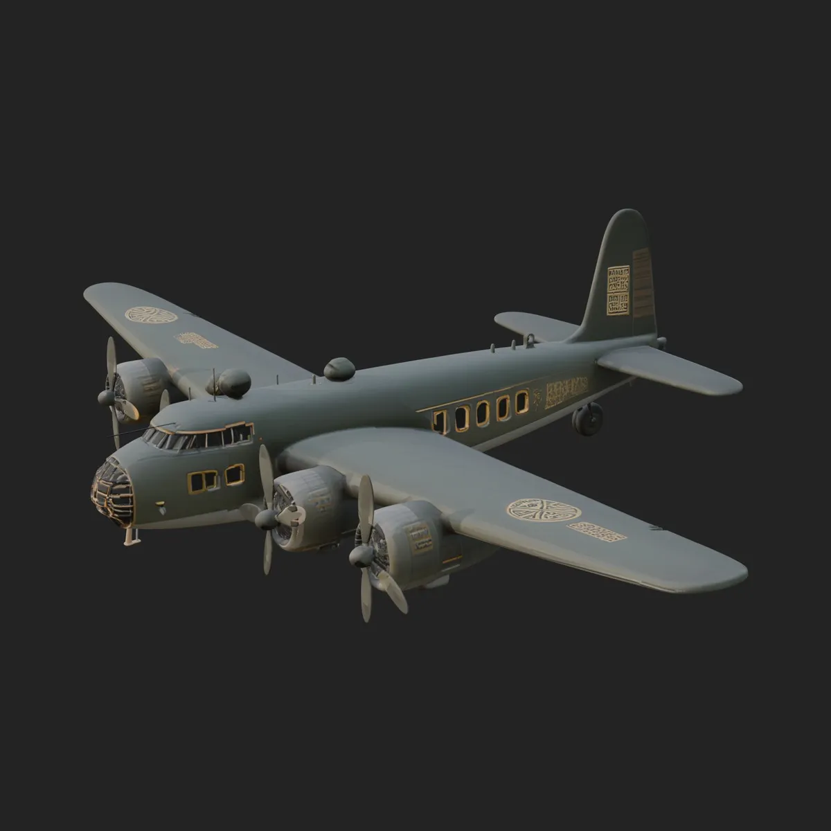 Vintage Bomber Plane Model Design 11 - 3D Print Model 3D Print Model .c4d .max .obj .3ds .fbx .stl .blend 