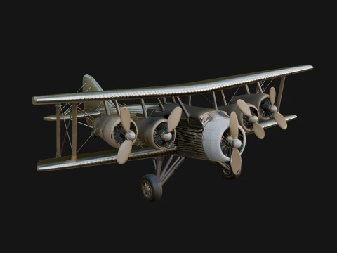 Vintage Biplane Model Design 22 - 3D Print Model 3D Druckmodell