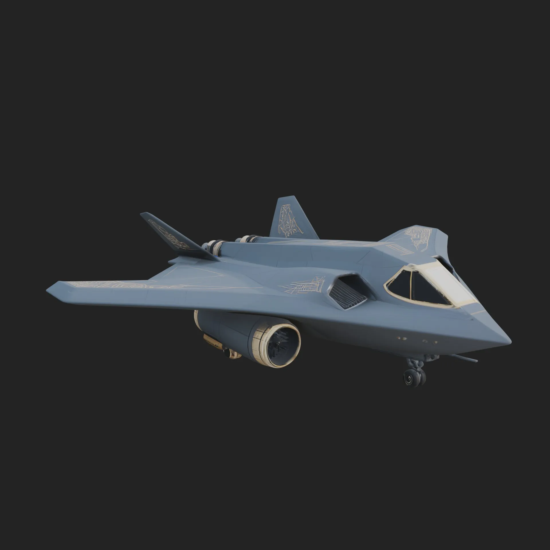 Stealth Bomber Plane Model Design 7 - 3D Print Model 3D Print Model .c4d .max .obj .3ds .fbx .stl .blend
