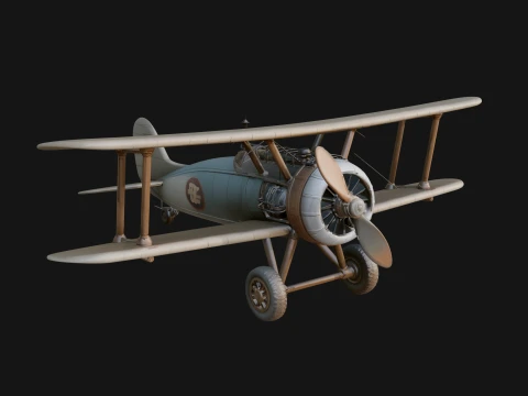 Vintage Biplane Model Design 27 - 3D Print Model Modèles 3D en vedette