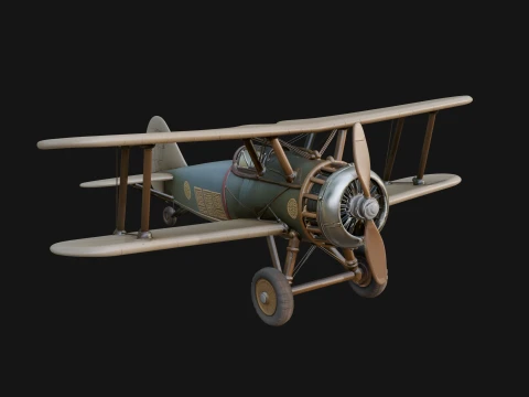 Vintage Biplane Model Design 34 - 3D Print Model Modèles 3D en vedette
