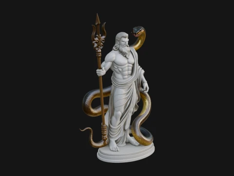 Poseidon with Trident Statue Design 14 - 3D Print Model 3Dプリントモデル