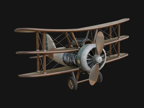Vintage Biplane Model Design 40 - 3D Print Model 3D Druckmodell