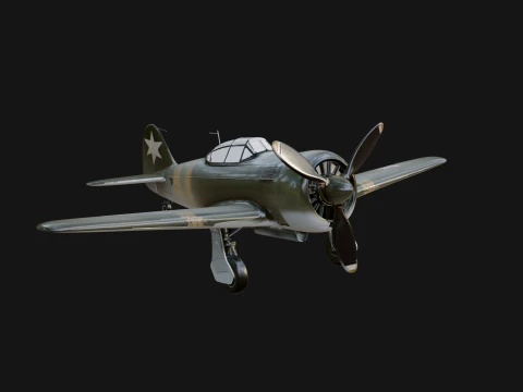 Vintage Fighter Plane Model Design 18 - 3D Print Model Modelo de Impressão 3D