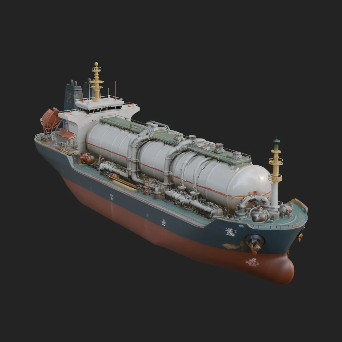 LNG Carrier Ship Model Design 2 - 3D Print Model 3D Print Model .c4d .max .obj .3ds .fbx .stl .blend 