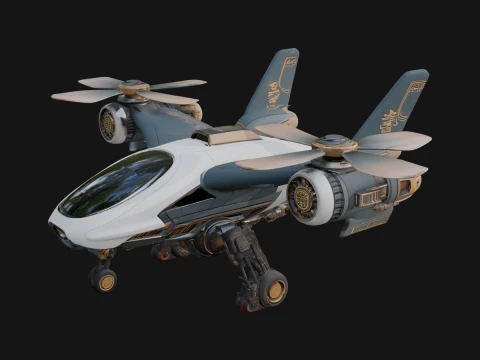 Sci Fi VTOL Craft Model Design 4 - 3D Print Model Modelo de impresión 3D