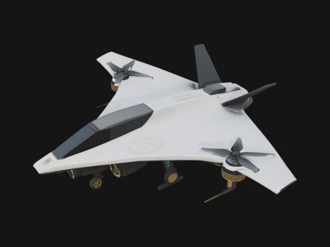 Sci Fi VTOL Craft Model Design 14 - 3D Print Model Modelo de impresión 3D
