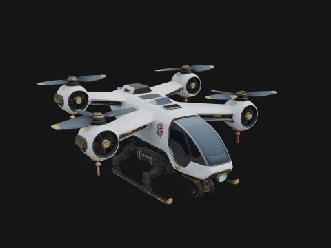 Sci Fi VTOL Craft Model Design 16 - 3D Print Model Modèles 3D en vedette