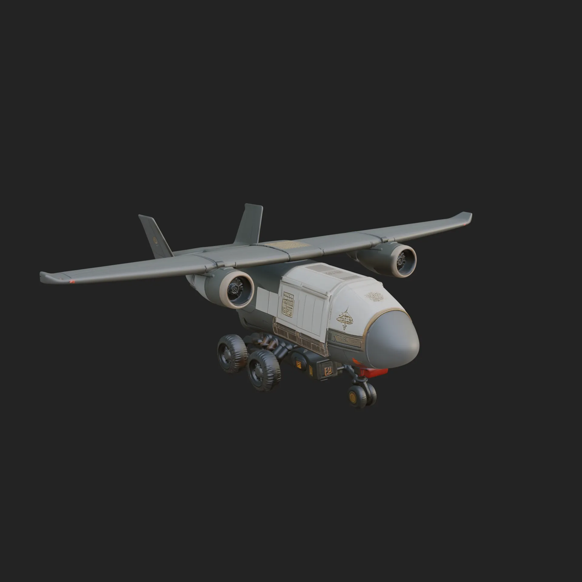 Sci Fi Transport Plane Model Design 6 - 3D Print Model 3D Print Model .c4d .max .obj .3ds .fbx .stl .blend 