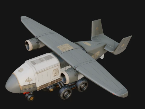 Sci Fi Transport Plane Model Design 6 - 3D Print Model 3D Print Model