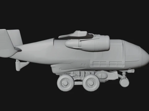Sci Fi Transport Plane Model Design 6 - 3D Print Model 3D Print Model