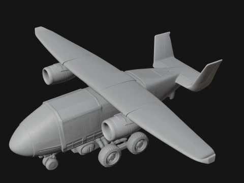 Sci Fi Transport Plane Model Design 6 - 3D Print Model 3D Print Model