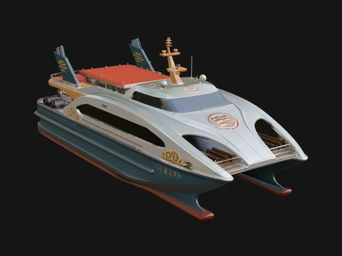 Catamaranjachtmodelontwerp 1 - 3D-printmodel 3D printmodel