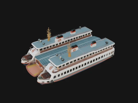 Ferry Ship Model Design 6 - 3D Print Model 3D Baskı Modeli