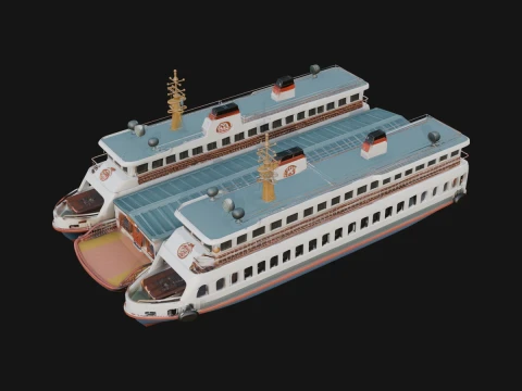 Ferry Ship Model Design 6 - 3D Print Model Modelo de impresión 3D