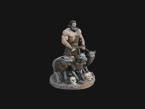 Hades with Cerberus Statue Design 1 - 3D Print Model 3D Baskı Modeli